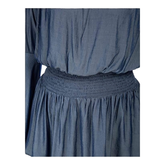 HANNA Nikole Women's Plus Size Blouse Off Shoulder Trumpet Sleeve Peasant - Picture 3 of 5